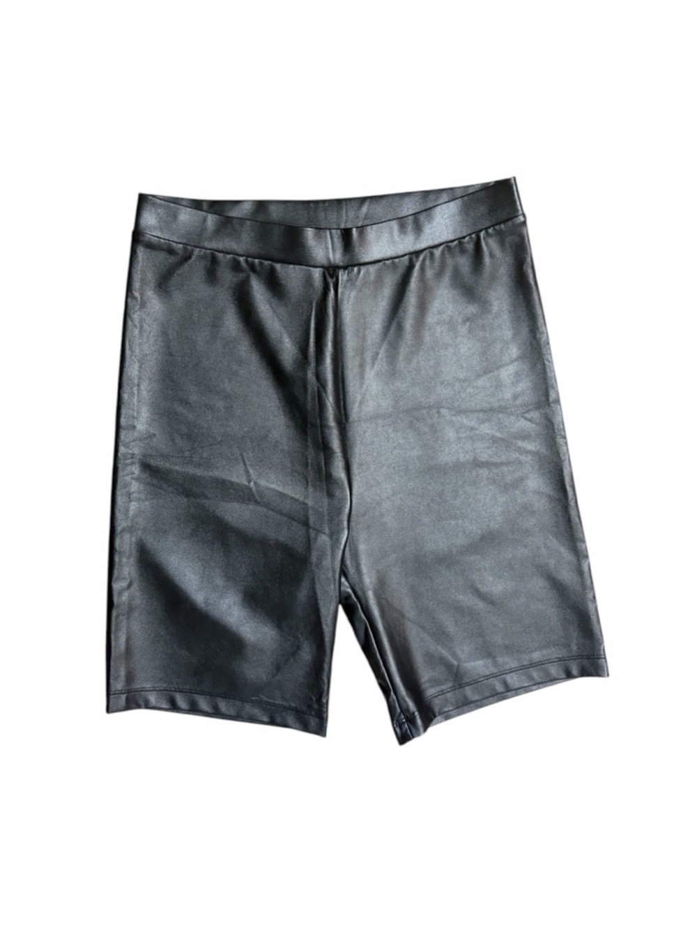 AE Black Faux Leather Bike Shorts